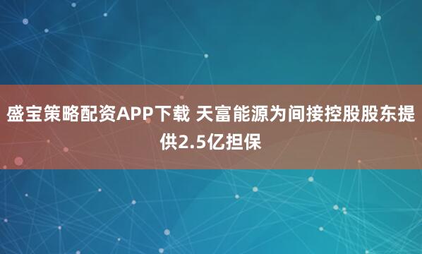 盛宝策略配资APP下载 天富能源为间接控股股东提供2.5亿担保